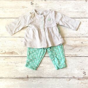 Carters NB Baby Girl Outfit Skirt Teal Legging Pants Long Sleeve Sweater Newborn